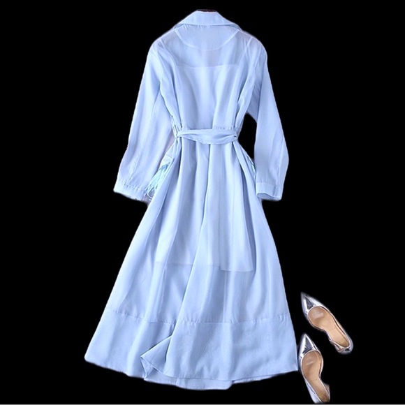 ❤️ The Tiffy Blue Sheer Feather Duster Jacket - Picture 3 of 7